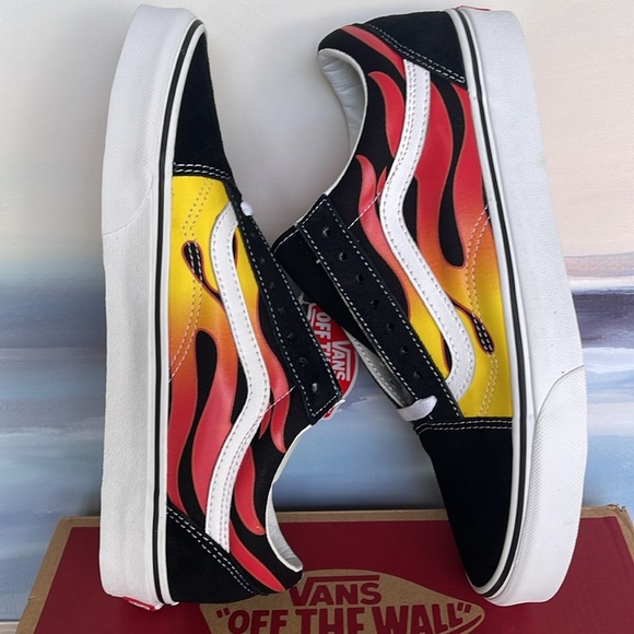 Vans Men’s Old Skool
(Flame) Black/Black/True White 
VN0A38G1PHN Sneakers - Picture 10 of 16